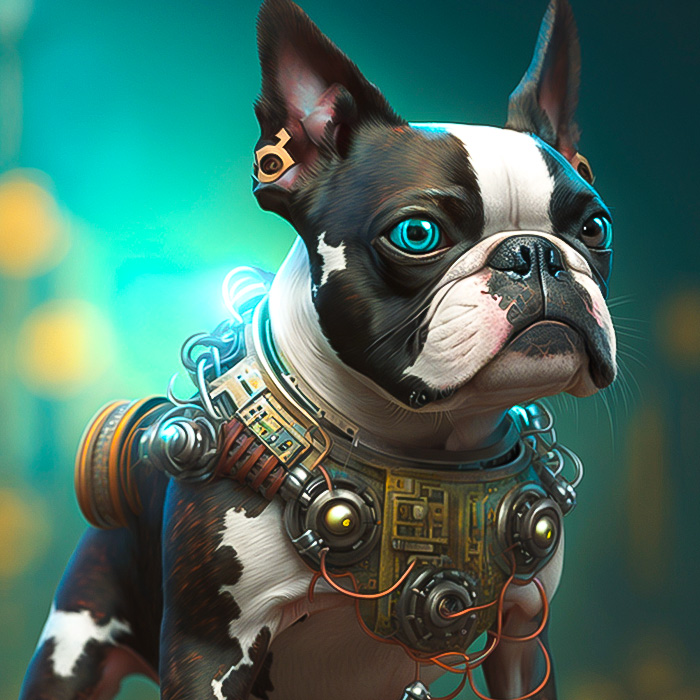 Midjourney Cyborg Boston Terrier