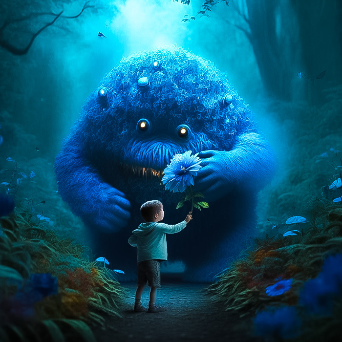 Midjourney created this mystical forest monster. 