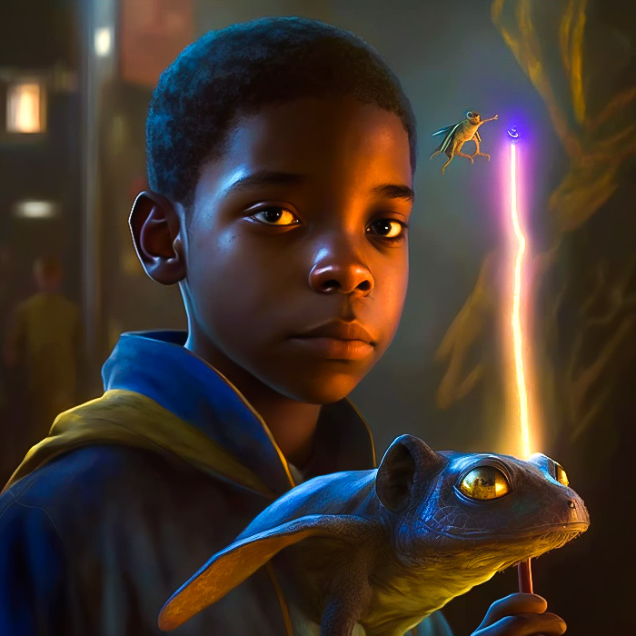 Midjourney creates a young wizard