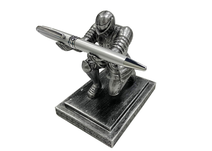 Executive Knight Pen Holder with a Pen Personalized Desk Accessories Decor Home Office Cool Pen Stand Iron
