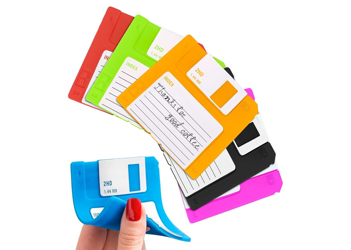 6 Pcs Floppy Disk Coaster Set - 3.54"x3.54" Funny Coasters for Adults, Retro Coasters for Office, Made of Durable & Flexible Silicone - Waterproof Office Coaster for Desk Decor and 90s Gifts Ideas