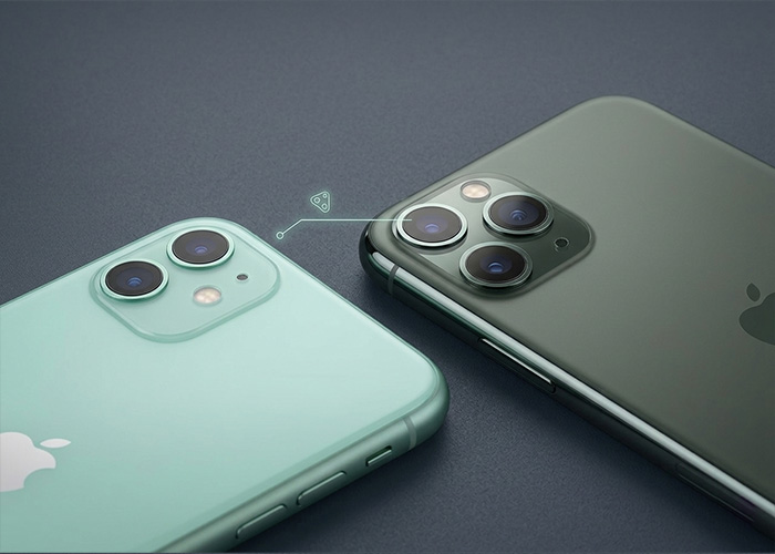 Two phones are shown and the cameras are highlighting the differences between the cameras with one having an ultra wide.