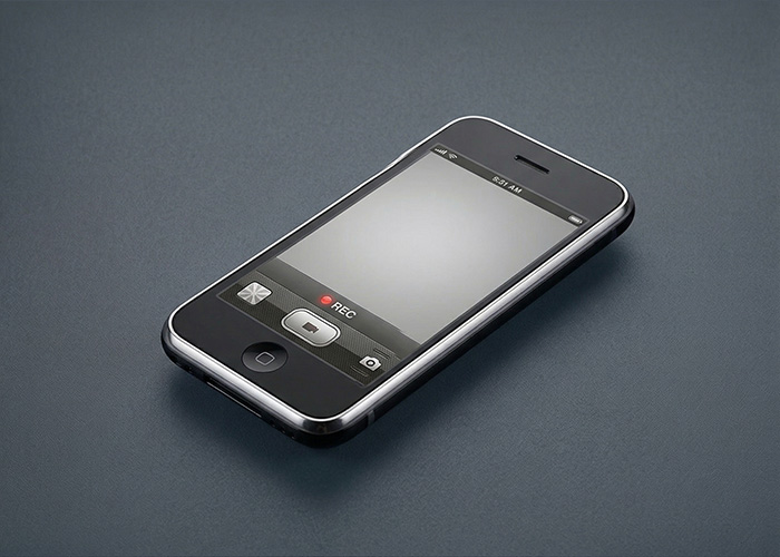 An iPhone 3GS is shown with the display highlighting that the ability to video was added. 
