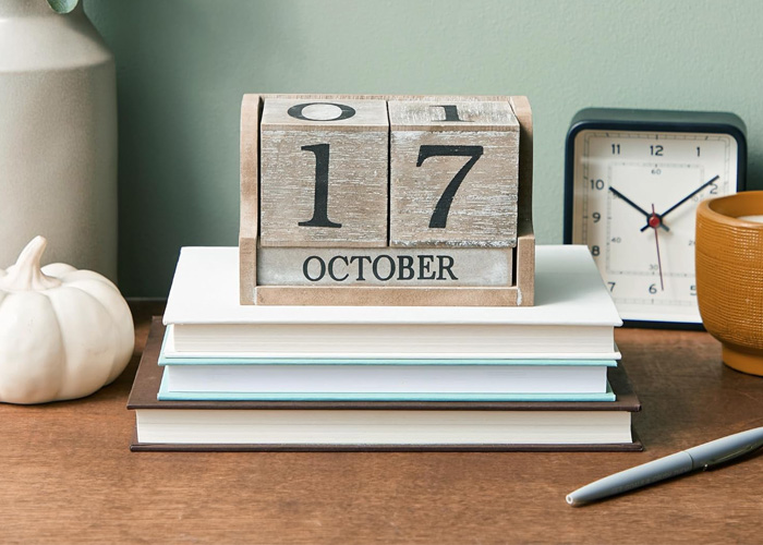 Wooden Perpetual Block Calendar for Desk
