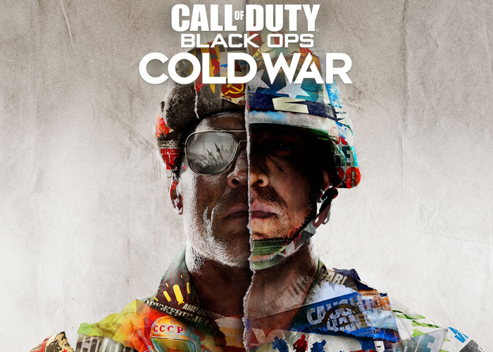 Call of Duty Black Ops Cold War video game poster featuring a split image of two different soldiers.