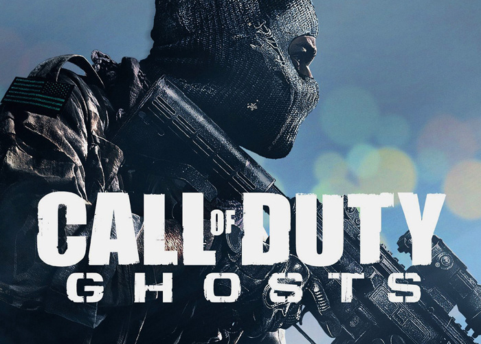 Call of duty Ghosts video game poster with a solder wearing a balaclava.
