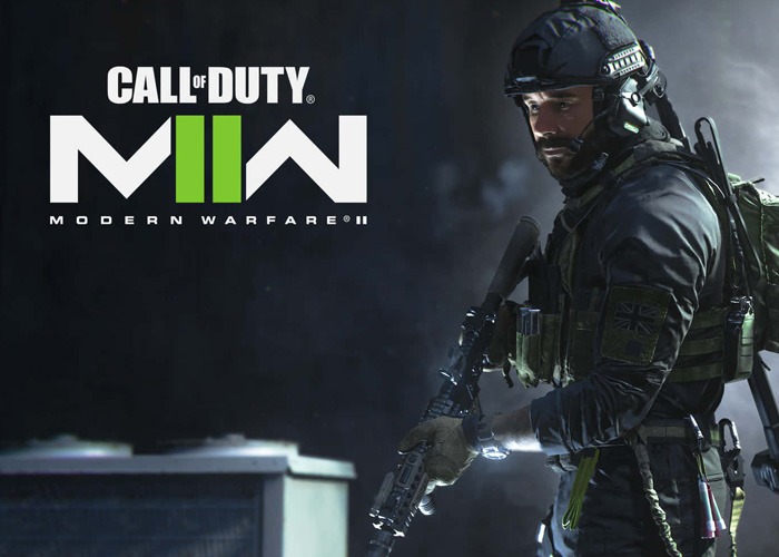 Call of Duty Modern Warfare 2 2022 video game poster featuring a solider on a dark background.
